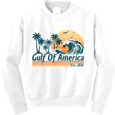 Gulf Of Us America Est 2025 Retro Vintage Beach Kids Sweatshirt