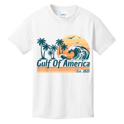 Gulf Of Us America Est 2025 Retro Vintage Beach Kids T-Shirt
