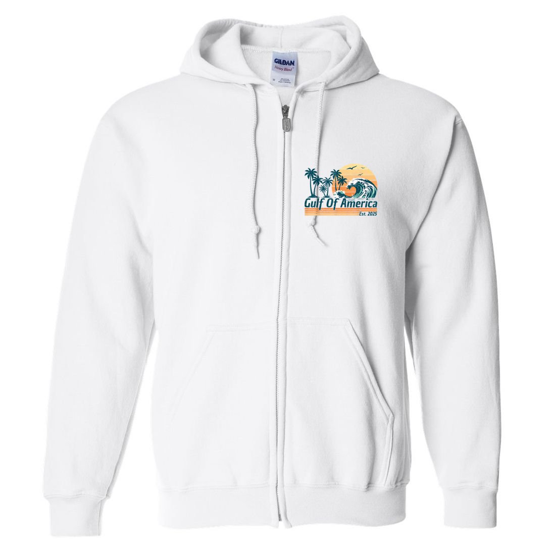 Gulf Of Us America Est 2025 Retro Vintage Beach Full Zip Hoodie