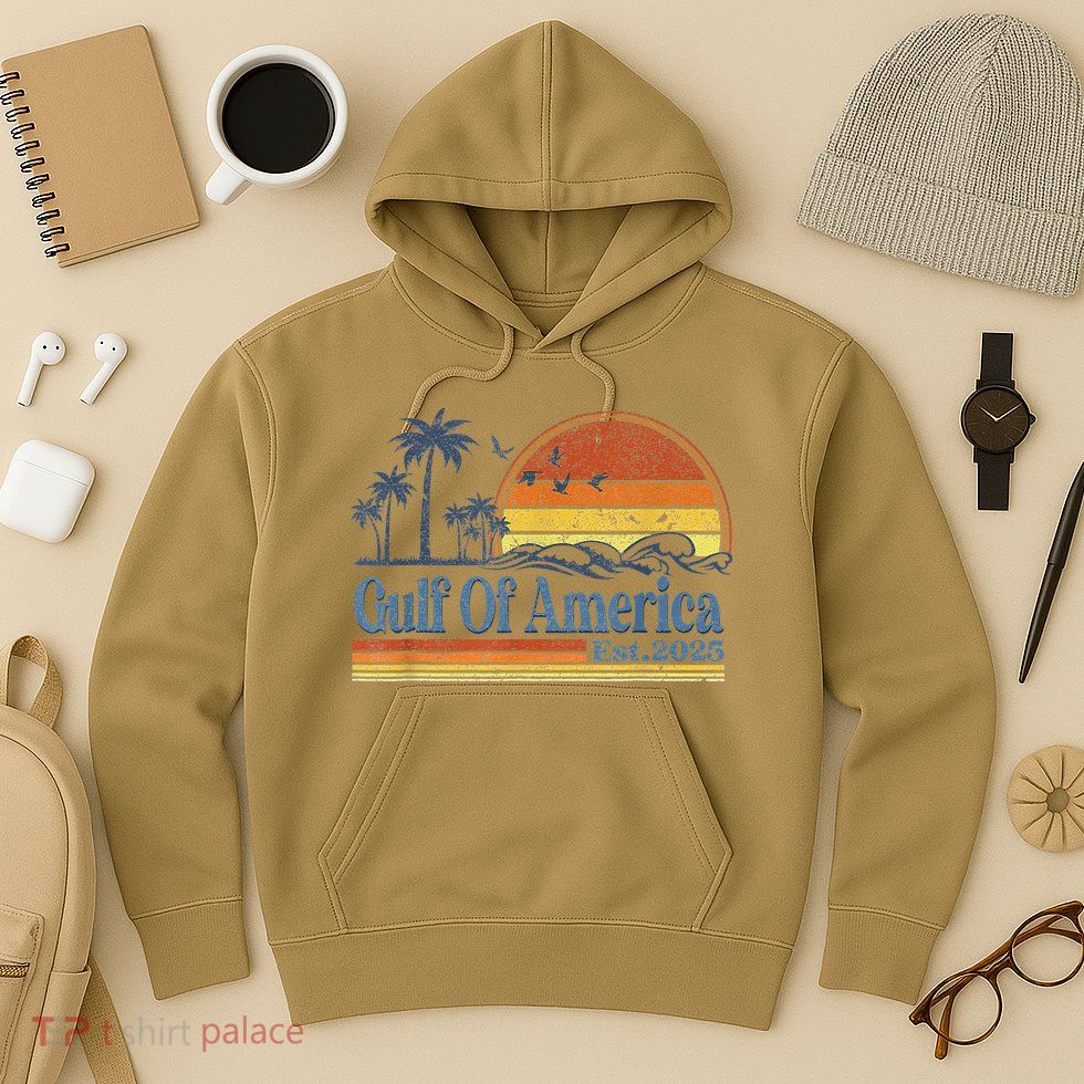 Gulf Of Us America Est 2025 Retro Vintage Beach Hoodie