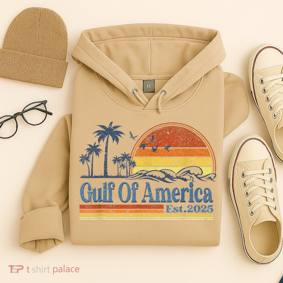 Gulf Of Us America Est 2025 Retro Vintage Beach Hoodie