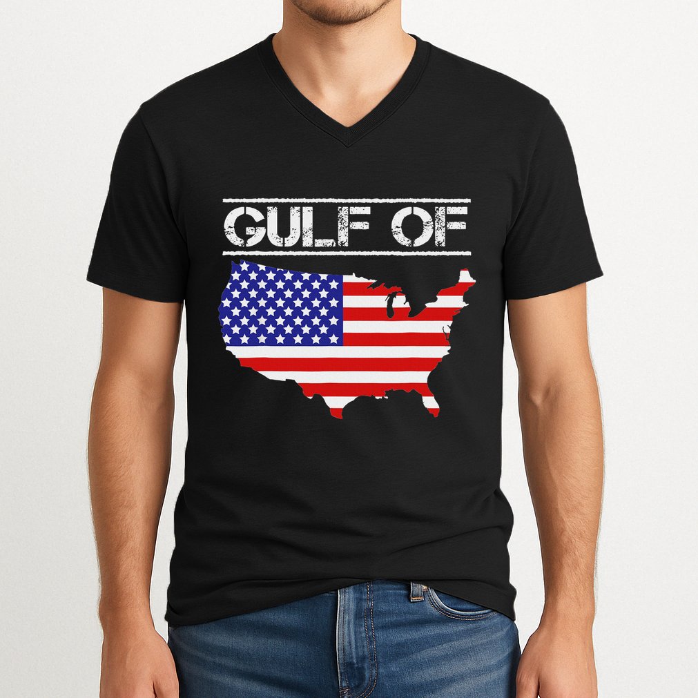 Gulf Of United States Of America Trump America Map V-Neck T-Shirt