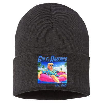 Gulf Of US America Est 2025 Funny Trump Hawaii Sustainable Knit Beanie