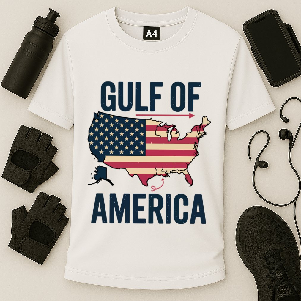 Gulf Of Usa America Funny Gulf Of Mexico Usa Flag Cooling Performance Crew T-Shirt