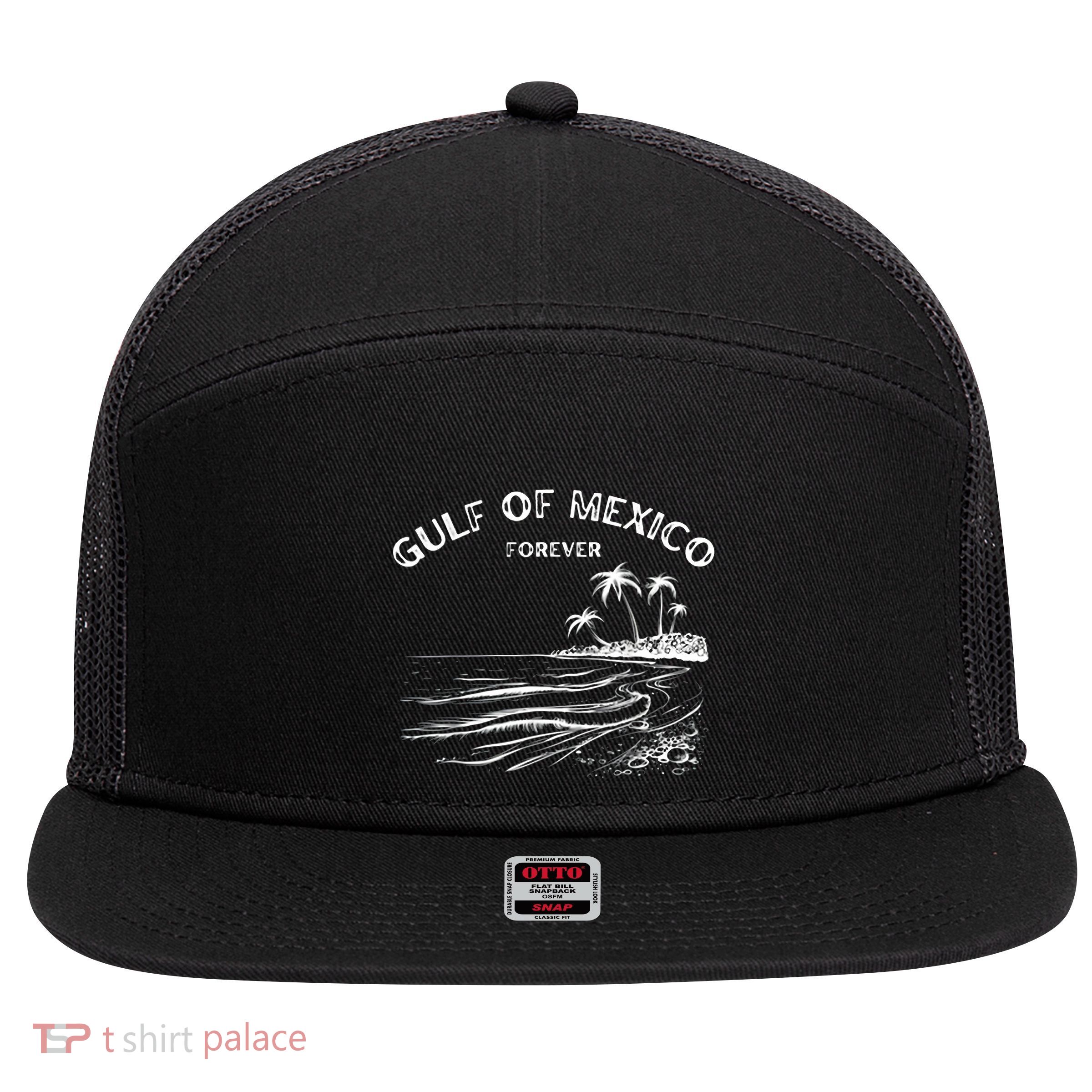 Gulf Of Usa America Funny Gulf Of Mexico Flag Map 4th July 7 Panel Mesh Trucker Snapback Hat