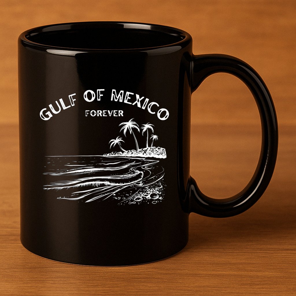 Gulf Of Usa America Funny Gulf Of Mexico Flag Map 4th July 11oz C Handle Ceramic Mug
