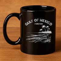 Gulf Of Usa America Funny Gulf Of Mexico Flag Map 4th July 11oz C Handle Ceramic Mug