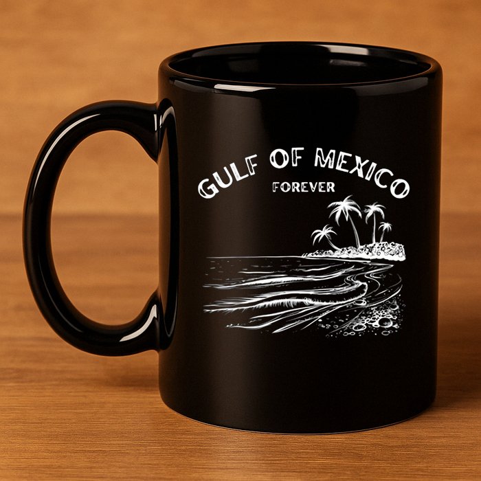Gulf Of Usa America Funny Gulf Of Mexico Flag Map 4th July 11oz C Handle Ceramic Mug