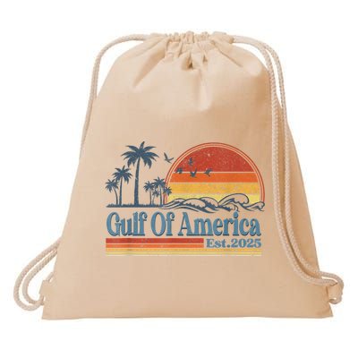Gulf Of Us America Est 2025 Retro Vintage Beach Drawstring Bag