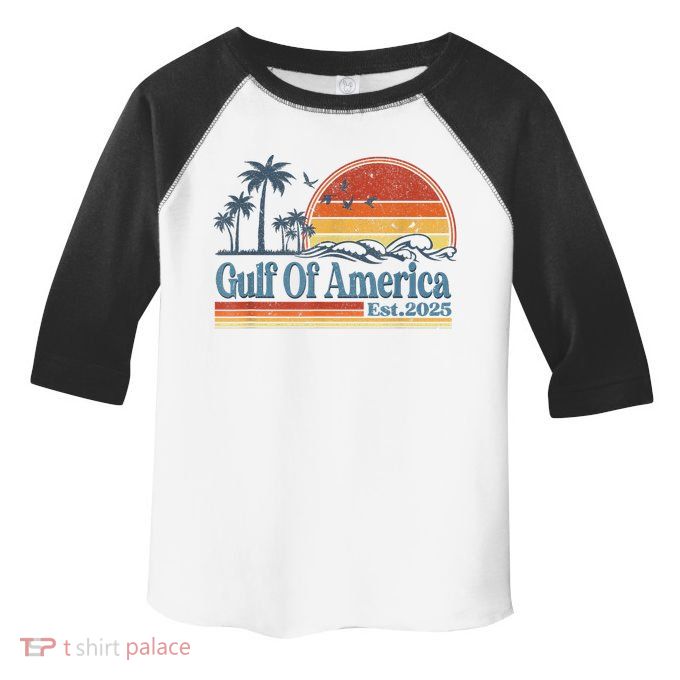 Gulf Of Us America Est 2025 Retro Vintage Beach Toddler Fine Jersey T-Shirt
