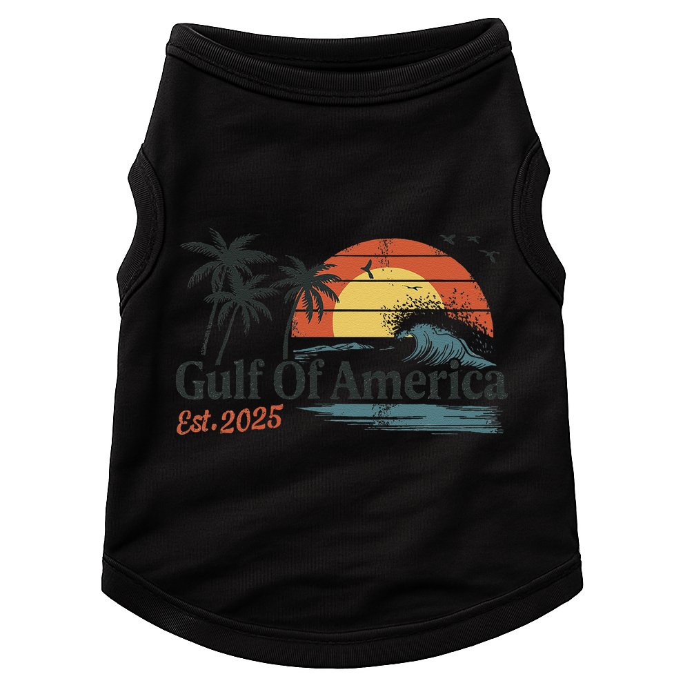 Gulf Of Usa America Est 2025 Retro Vintage Beach Doggie Tank
