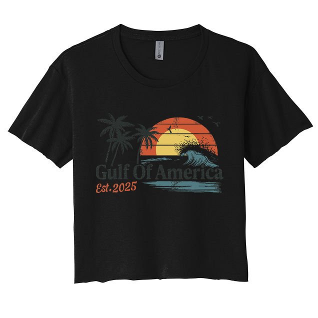 Gulf Of Usa America Est 2025 Retro Vintage Beach Crop Top