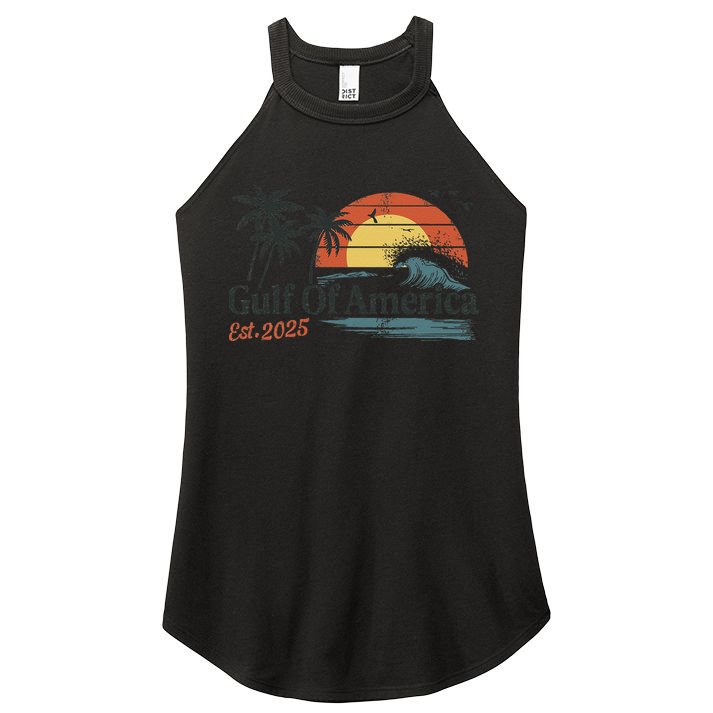 Gulf Of Usa America Est 2025 Retro Vintage Beach Women's Perfect Tri Rocker Tank