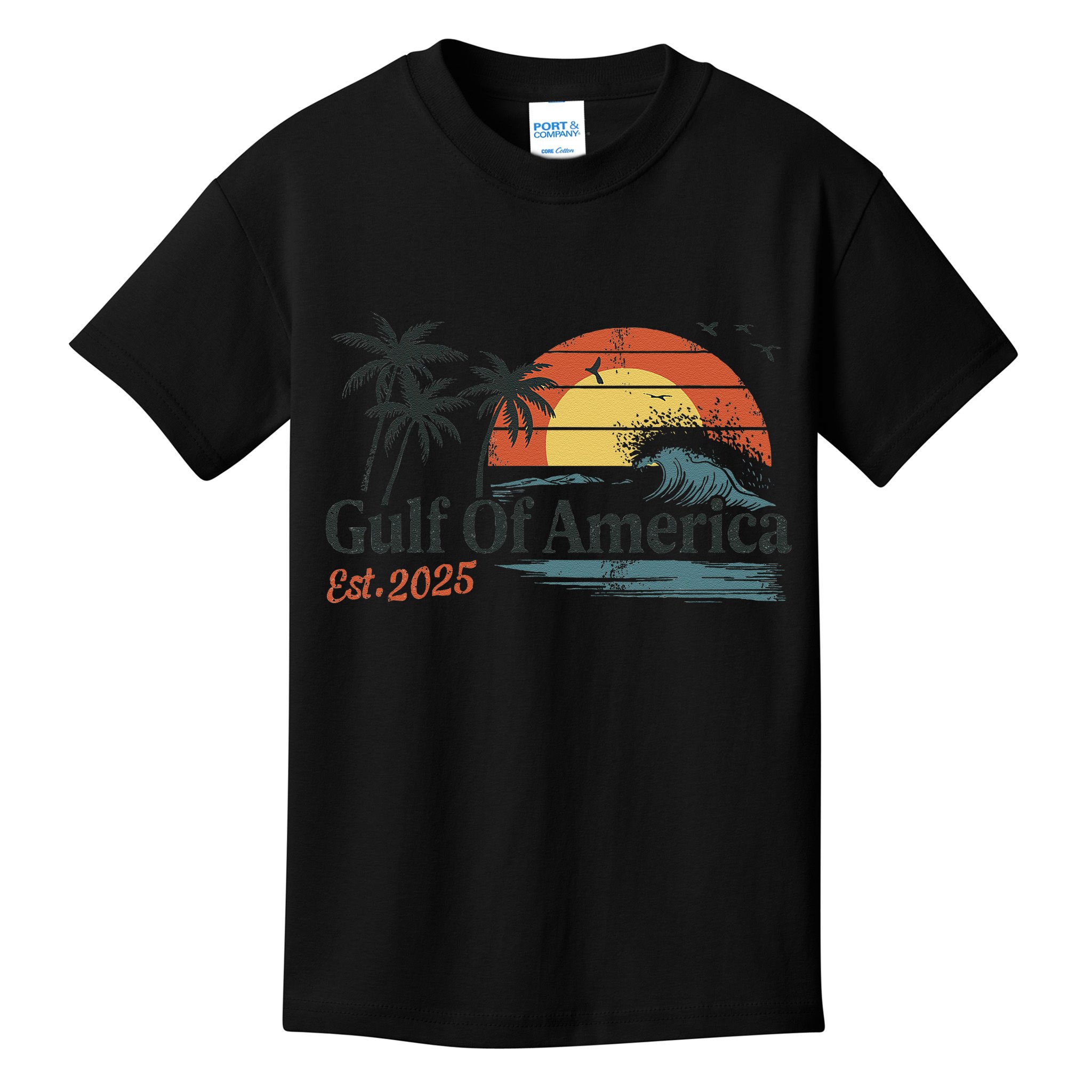 Gulf Of Usa America Est 2025 Retro Vintage Beach Kids T-Shirt