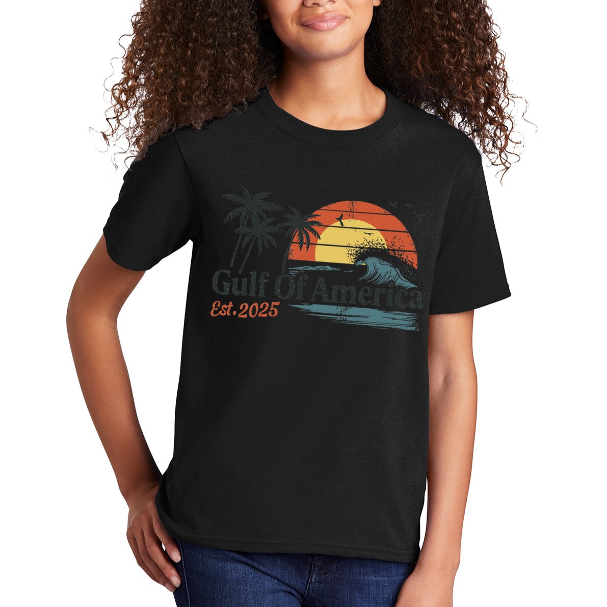 Gulf Of Usa America Est 2025 Retro Vintage Beach Kids T-Shirt