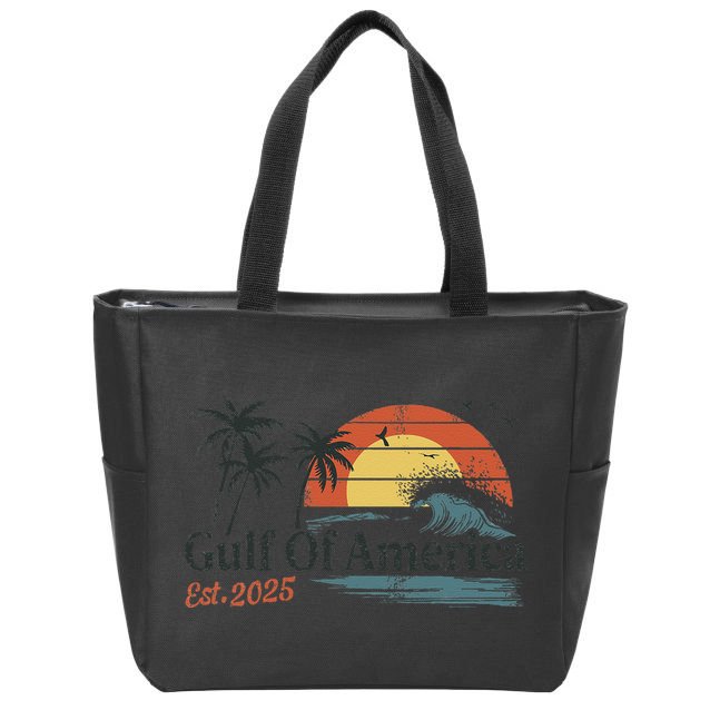 Gulf Of Usa America Est 2025 Retro Vintage Beach Zip Tote Bag