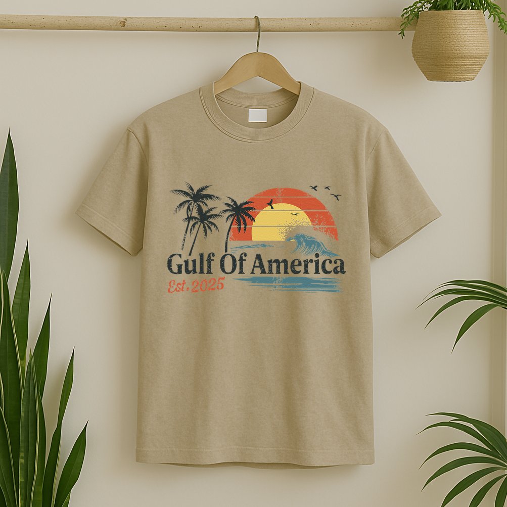 Gulf Of Usa America Est 2025 Retro Vintage Beach T-Shirt