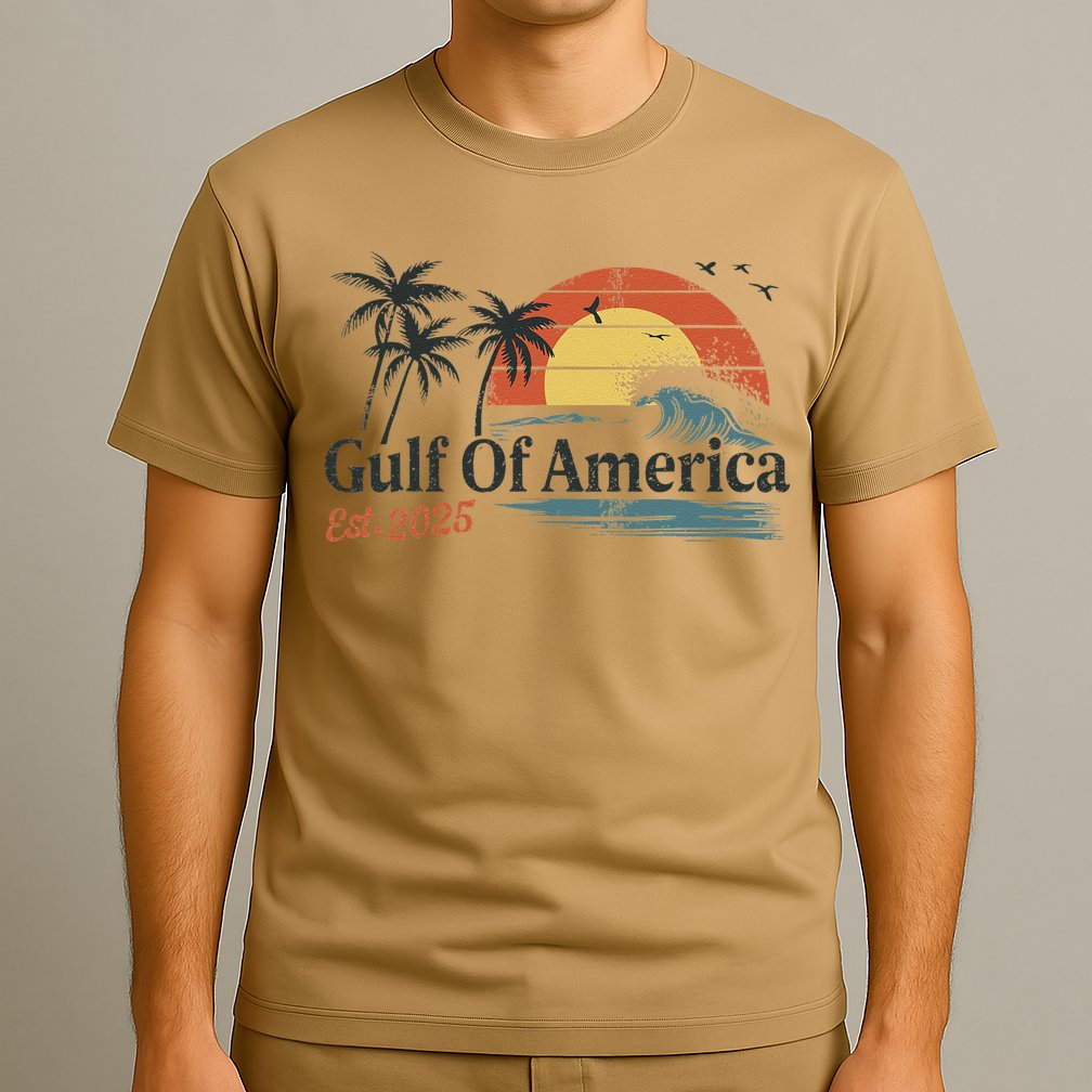 Gulf Of Usa America Est 2025 Retro Vintage Beach T-Shirt