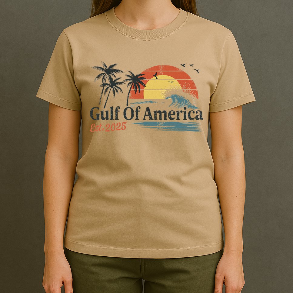 Gulf Of Usa America Est 2025 Retro Vintage Beach T-Shirt