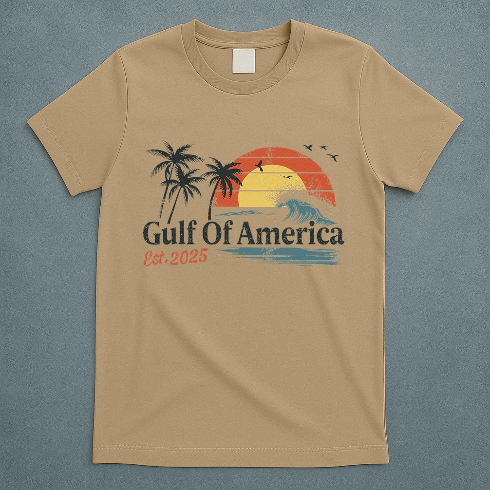 Gulf Of Usa America Est 2025 Retro Vintage Beach T-Shirt