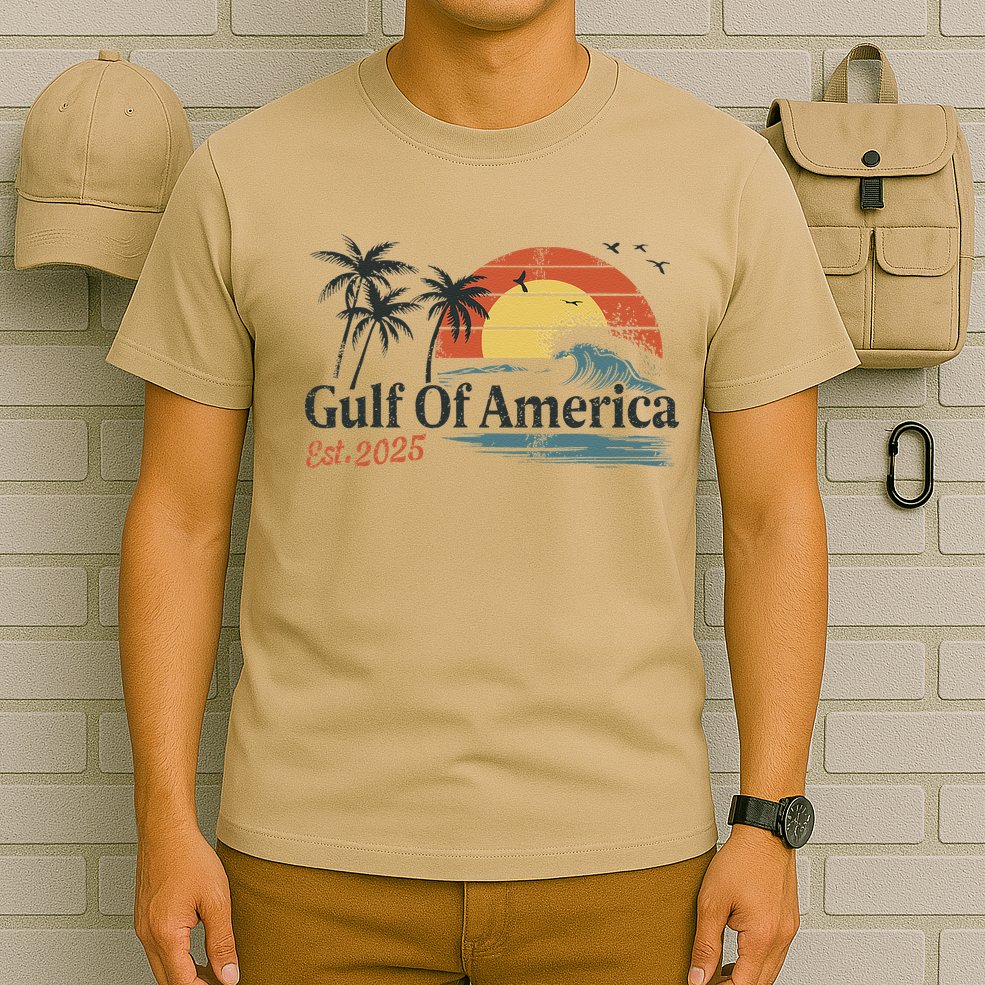 Gulf Of Usa America Est 2025 Retro Vintage Beach T-Shirt
