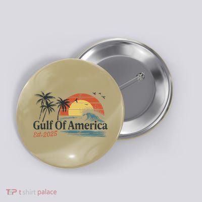 Gulf Of Usa America Est 2025 Retro Vintage Beach Button