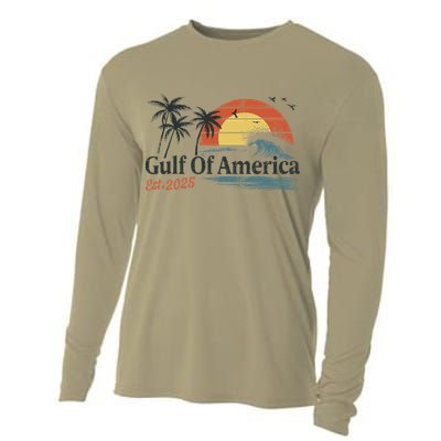 Gulf Of Usa America Est 2025 Retro Vintage Beach Cooling Performance Long Sleeve Crew