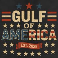 Gulf Of USA America Est 2025 American Flag 7 Panel Mesh Trucker Snapback Hat