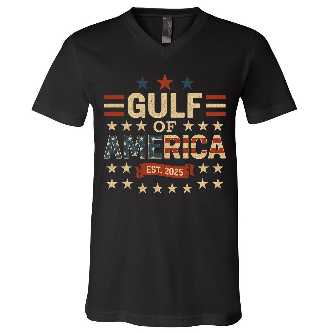 Gulf Of USA America Est 2025 American Flag V-Neck T-Shirt