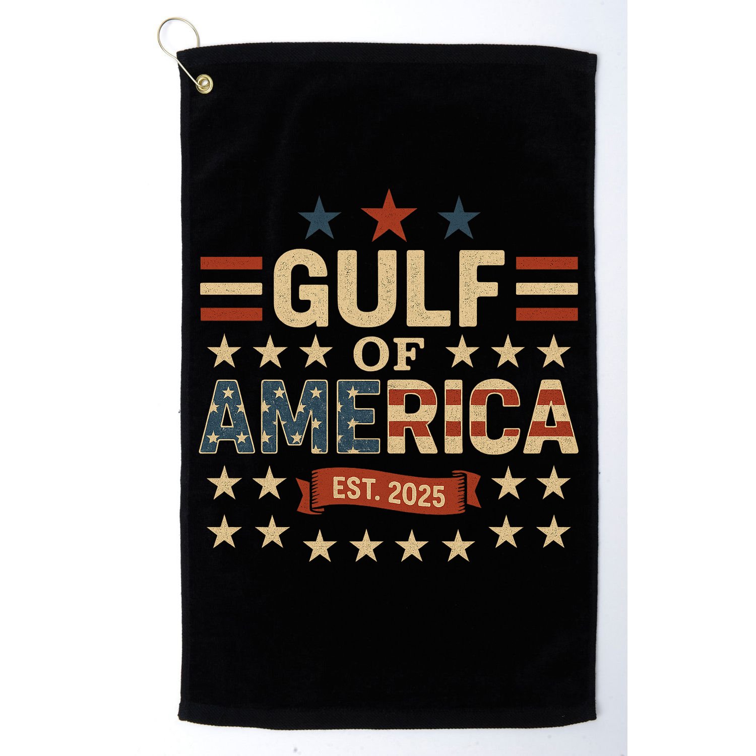 Gulf Of USA America Est 2025 American Flag Golf Towel