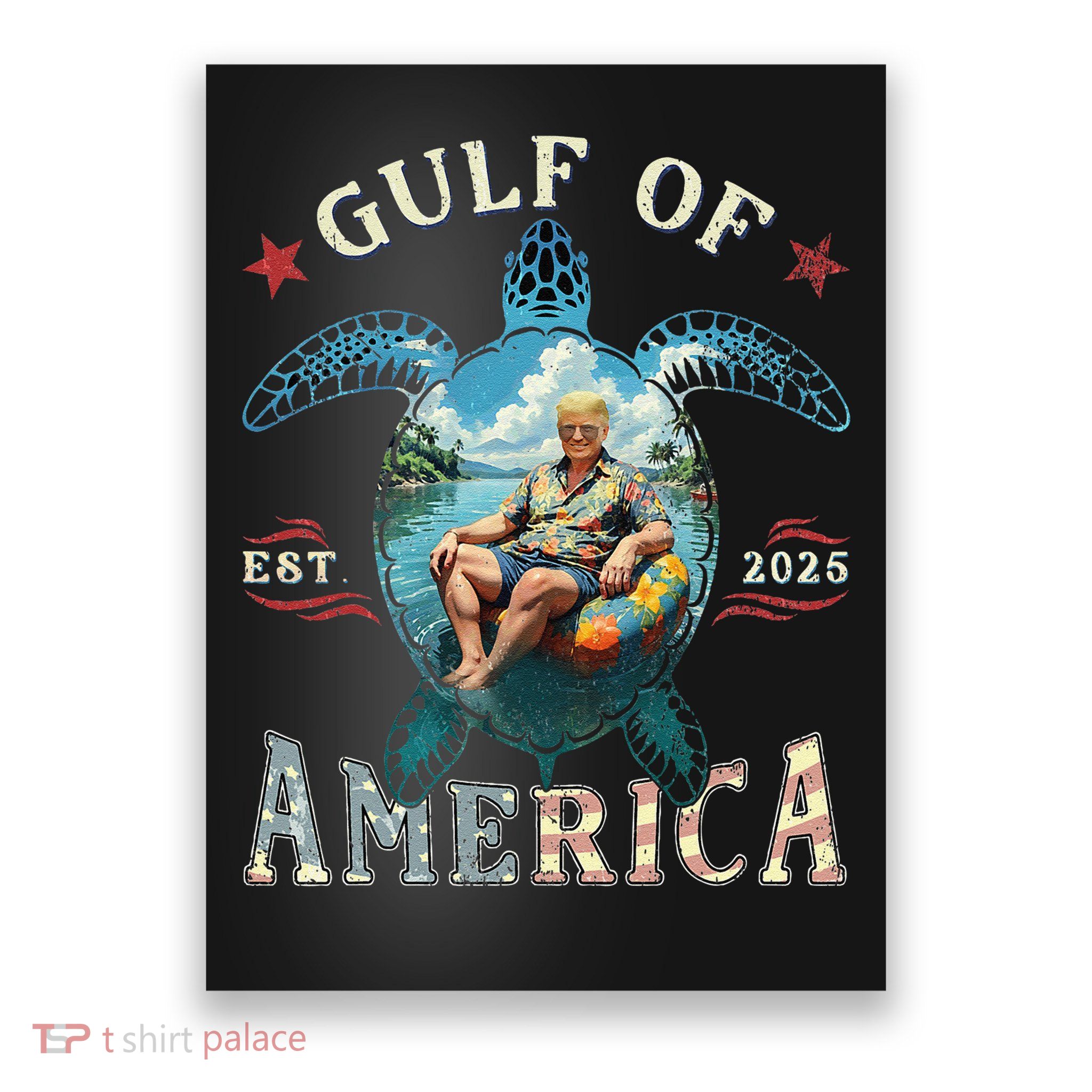 Gulf Of Us America Est 2025 Funny Turtle Poster