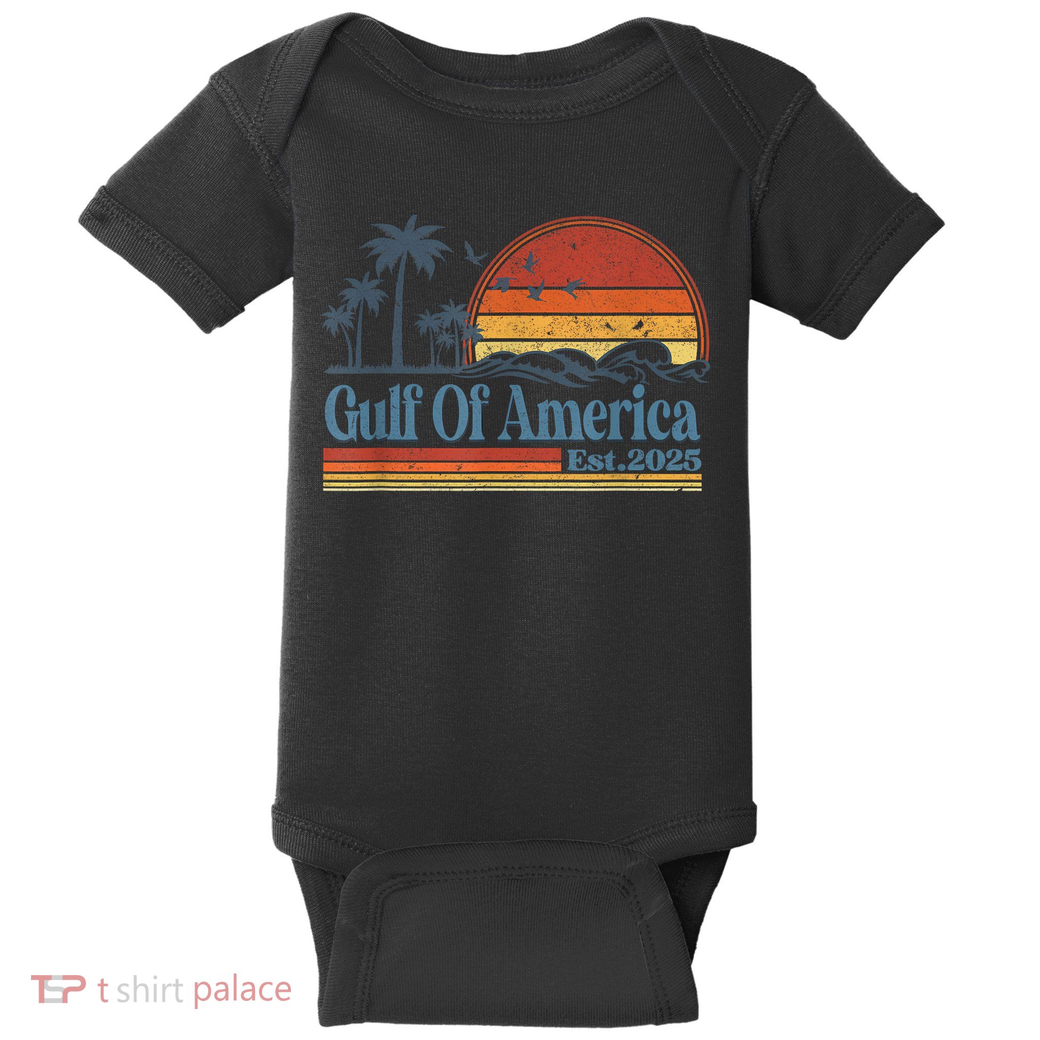 Gulf Of Us America Est 2025 Retro Vintage Beach Baby Bodysuit