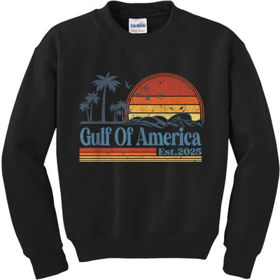 Gulf Of Us America Est 2025 Retro Vintage Beach Kids Sweatshirt