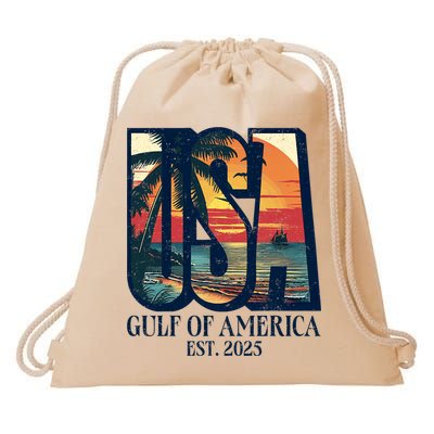 Gulf Of Us America Est 2025 Retro Vintage Beach Drawstring Bag