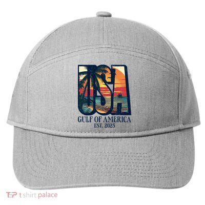 Gulf Of Us America Est 2025 Retro Vintage Beach 7-Panel Snapback Hat
