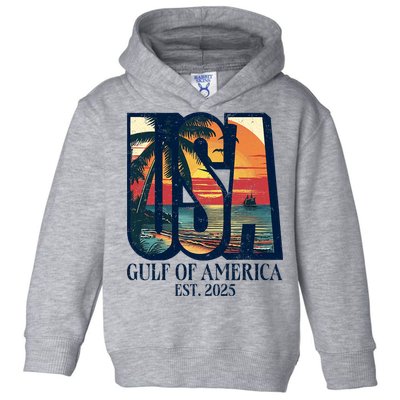 Gulf Of Us America Est 2025 Retro Vintage Beach Toddler Hoodie
