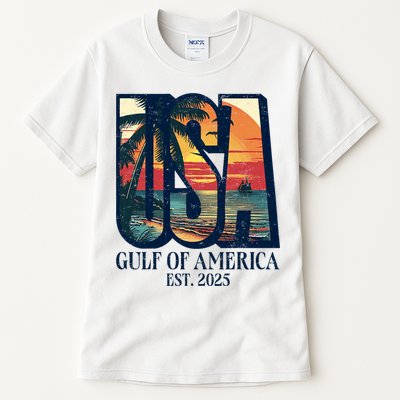 Gulf Of Us America Est 2025 Retro Vintage Beach Tall T-Shirt