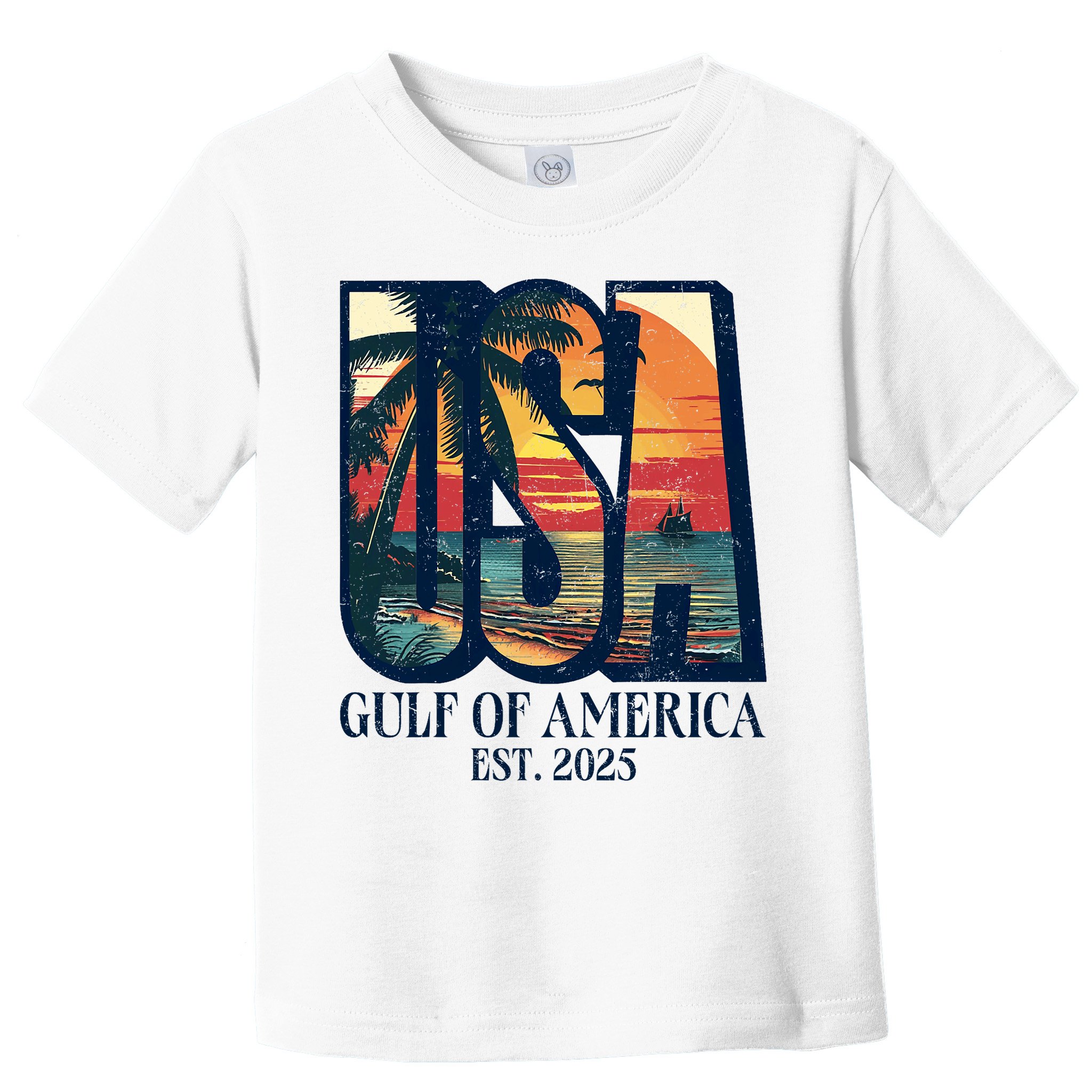 Gulf Of Us America Est 2025 Retro Vintage Beach Toddler T-Shirt