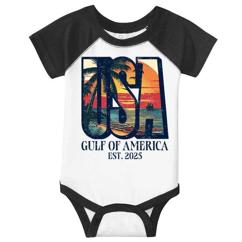 Gulf Of Us America Est 2025 Retro Vintage Beach Infant Baby Jersey Bodysuit