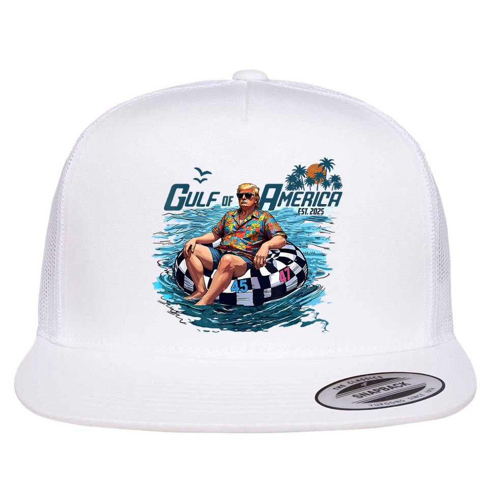 Gulf Of US America Est 2025 Funny Trump Flat Bill Trucker Hat