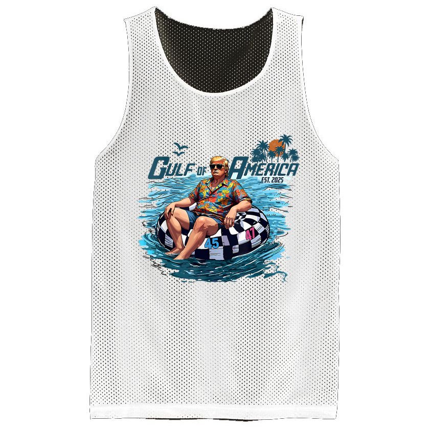 Gulf Of US America Est 2025 Funny Trump Mesh Reversible Basketball Jersey Tank