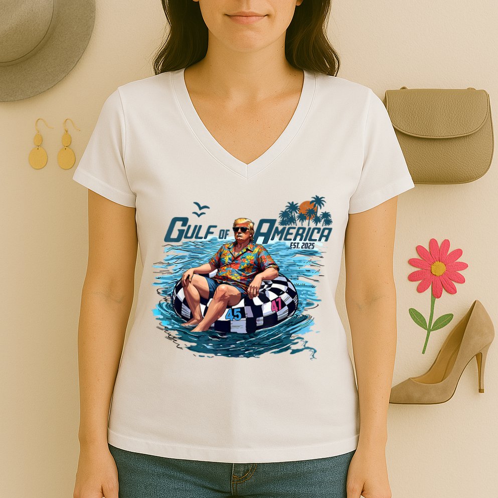 Gulf Of US America Est 2025 Funny Trump Women's V-Neck T-Shirt