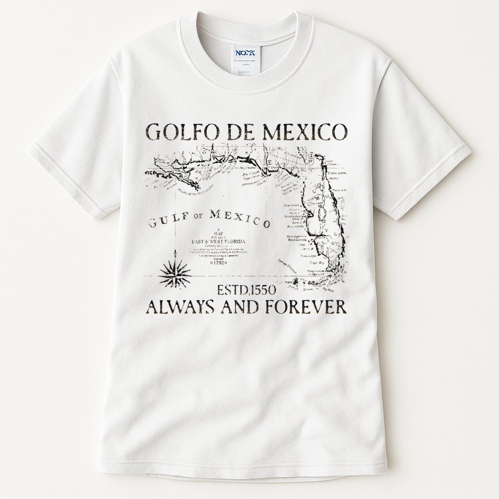 Gulf Of Usa America Golfo De Mexico Gulf Of Mexico Flag Map Long Sleeve Tall T-Shirt