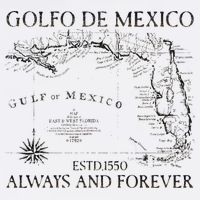 Gulf Of Usa America Golfo De Mexico Gulf Of Mexico Flag Map Long Sleeve Tall T-Shirt