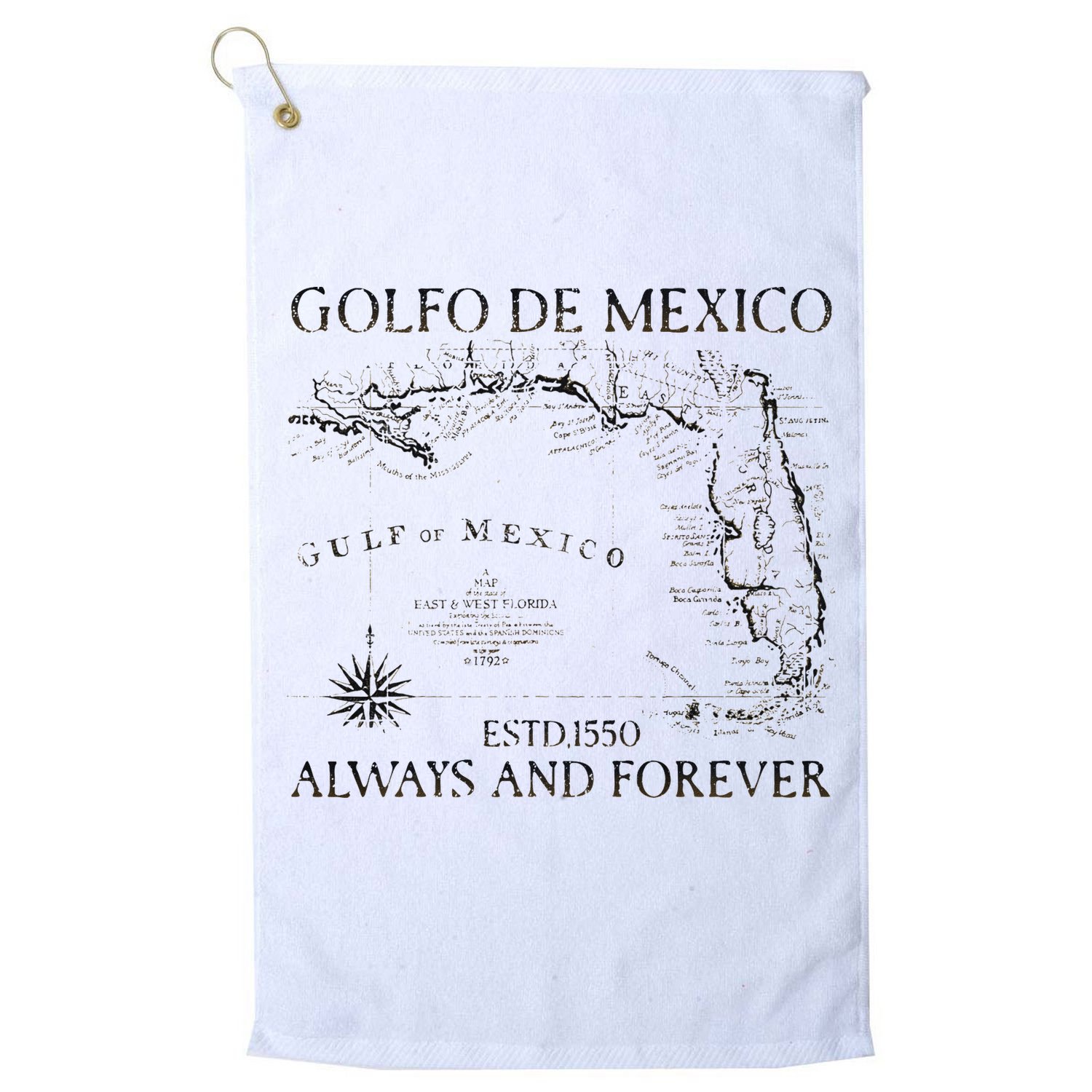 Gulf Of Usa America Golfo De Mexico Gulf Of Mexico Flag Map Long Sleeve Golf Towel