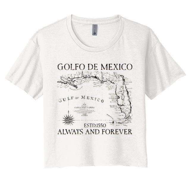 Gulf Of Usa America Golfo De Mexico Gulf Of Mexico Flag Map Long Sleeve Crop Top