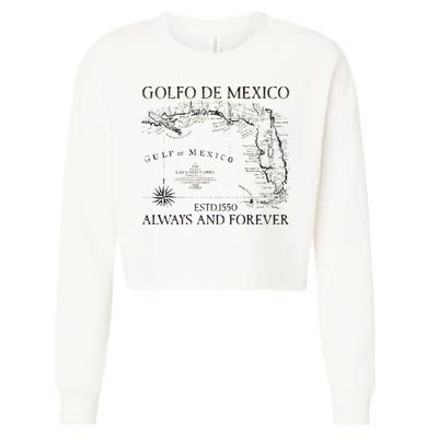 Gulf Of Usa America Golfo De Mexico Gulf Of Mexico Flag Map Long Sleeve Cropped Pullover Crew