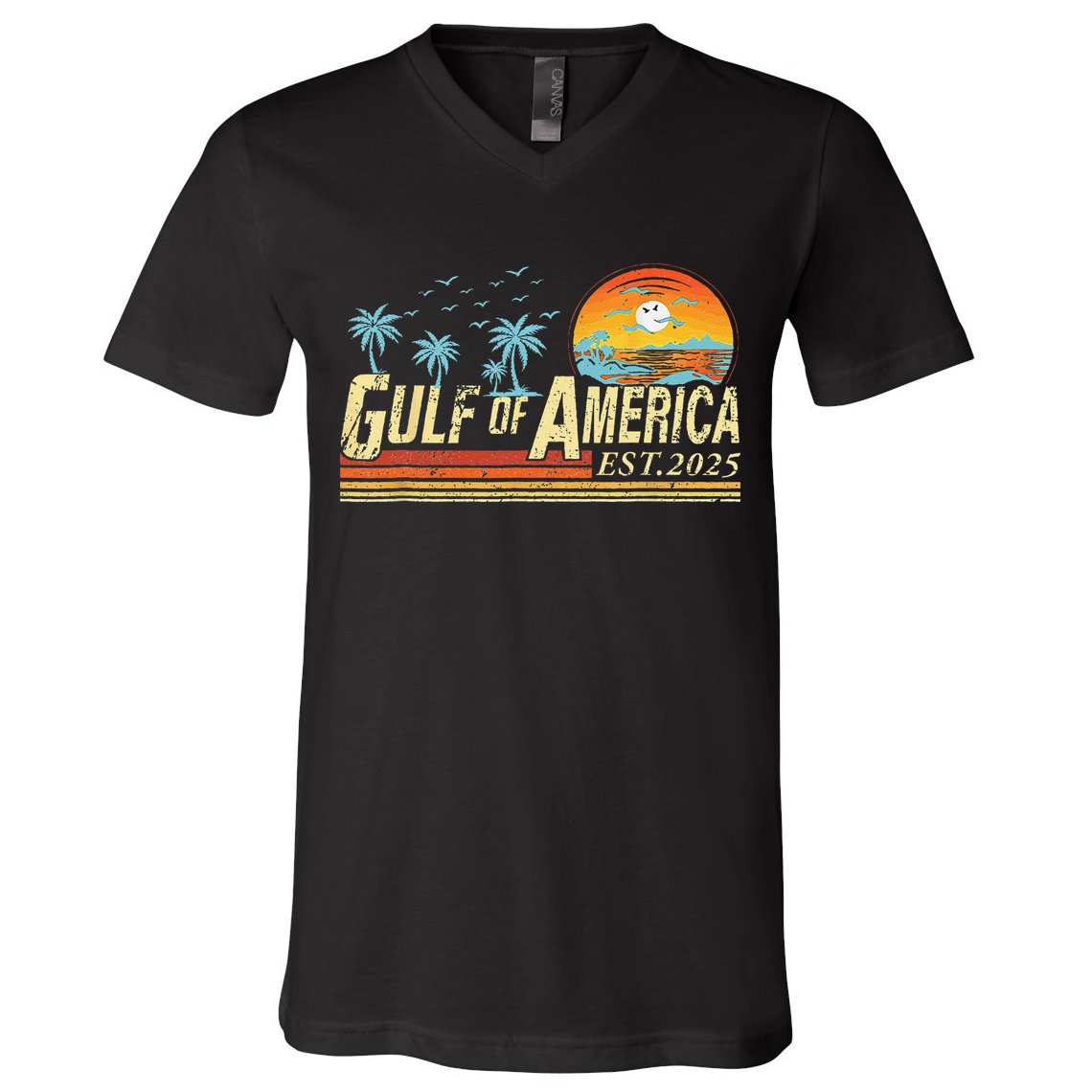 Gulf Of Usa America Est 2025 Retro Vintage Beach V-Neck T-Shirt