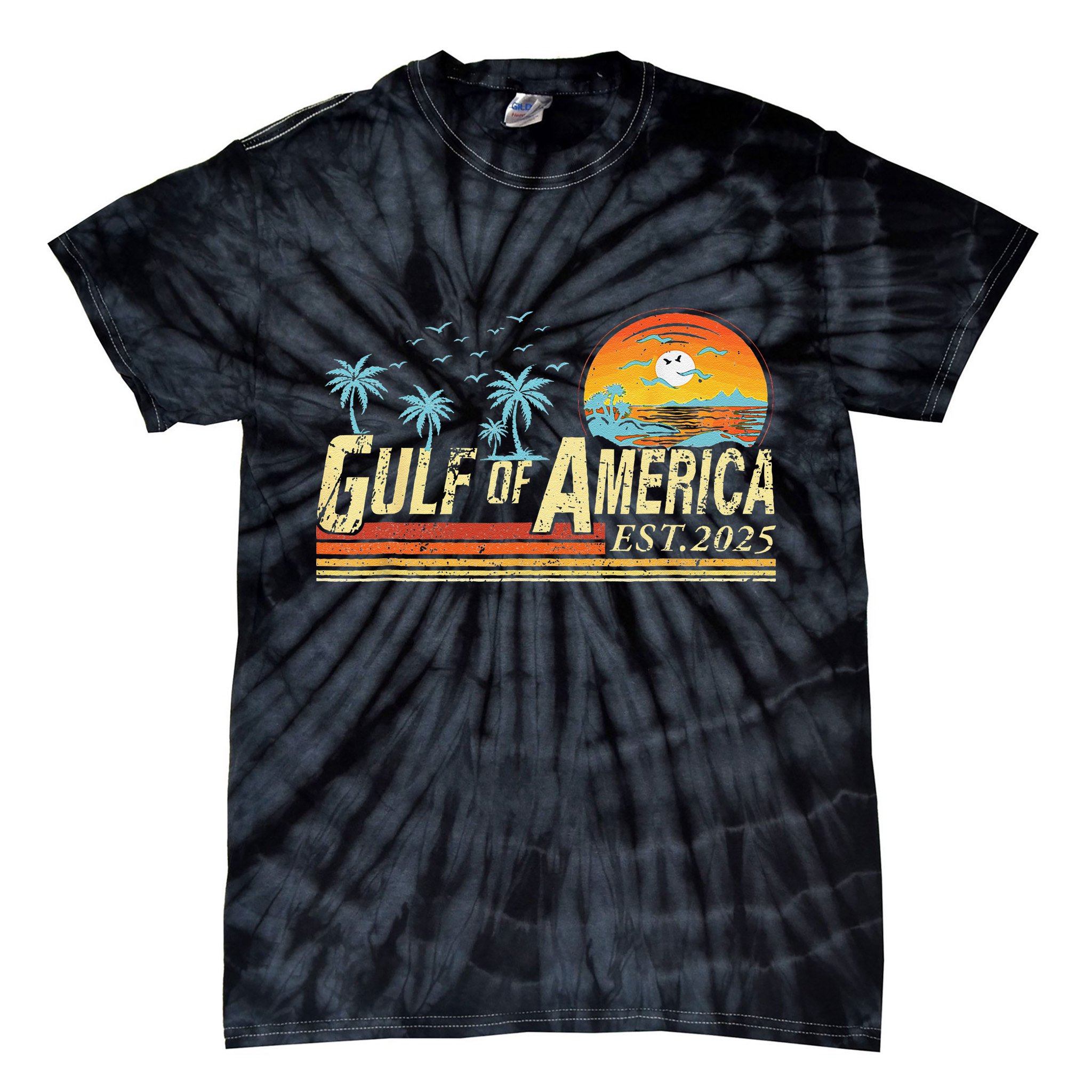 Gulf Of Usa America Est 2025 Retro Vintage Beach Tie-Dye T-Shirt