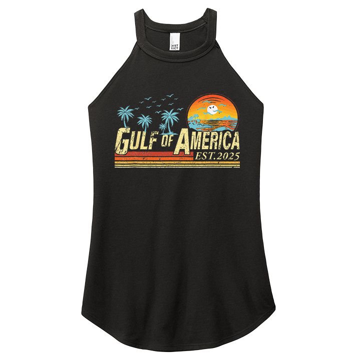 Gulf Of Usa America Est 2025 Retro Vintage Beach Women's Perfect Tri Rocker Tank